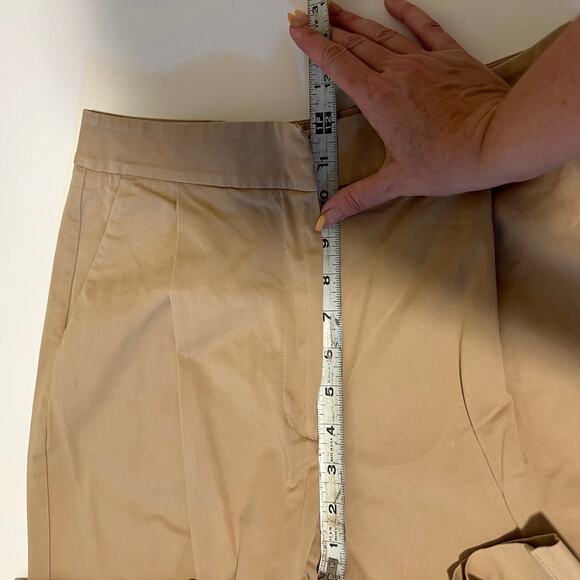 Anthropologie Exquise High Rise Pleated Chino Tan Cedar Pants Crop Small - Picture 9 of 13